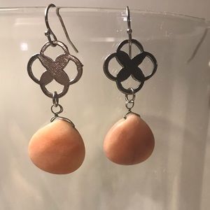 Peach and silver drop earrings